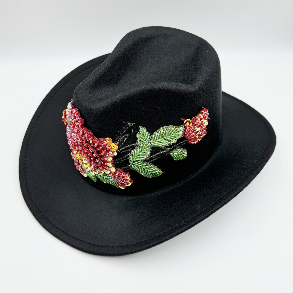 Floral Sequin WoSelfn Fedoras Hat C0730