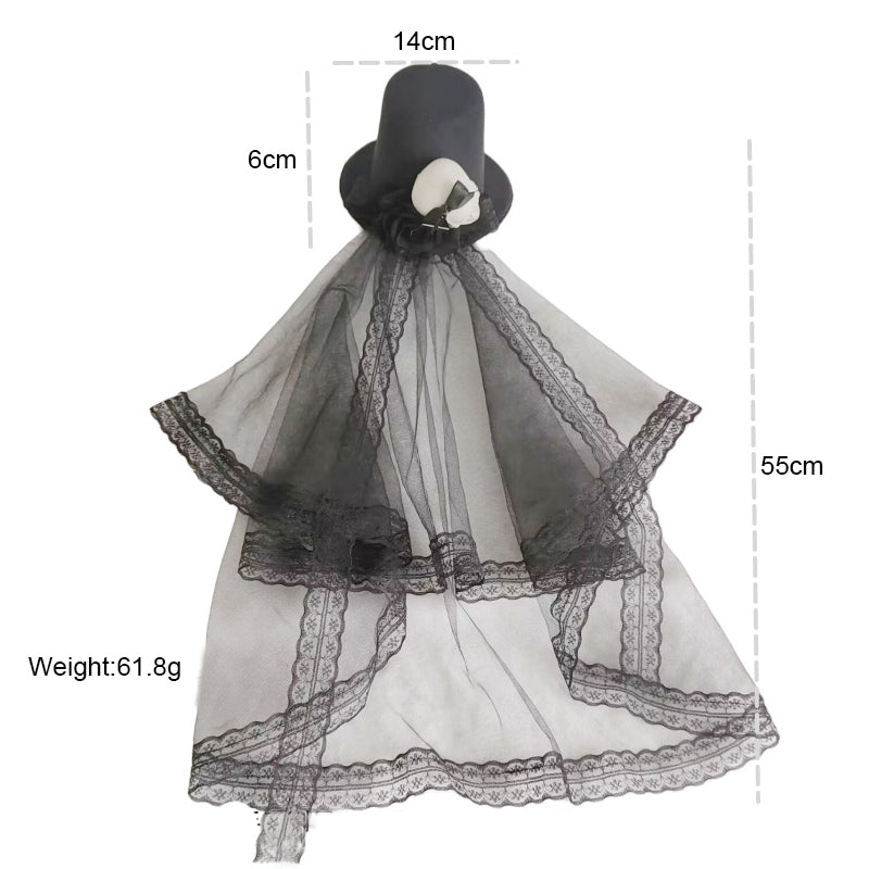 Gothic Skull Top Hat With Yarn C0770