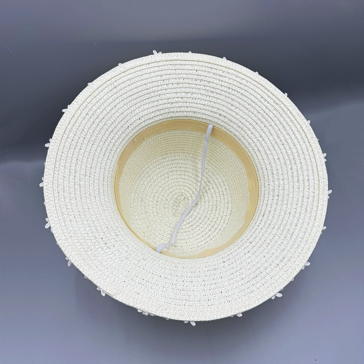 Rhinestone Lace Straw Fedora Hat C0795