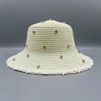 Rhinestone Lace Straw Fedora Hat C0795