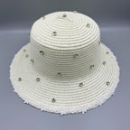 Rhinestone Lace Straw Fedora Hat C0795