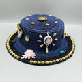 Handmade Floral Evil Eye Rhinestone Fedoras Hat C0808