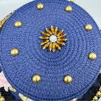 Handmade Floral Evil Eye Rhinestone Fedoras Hat C0808