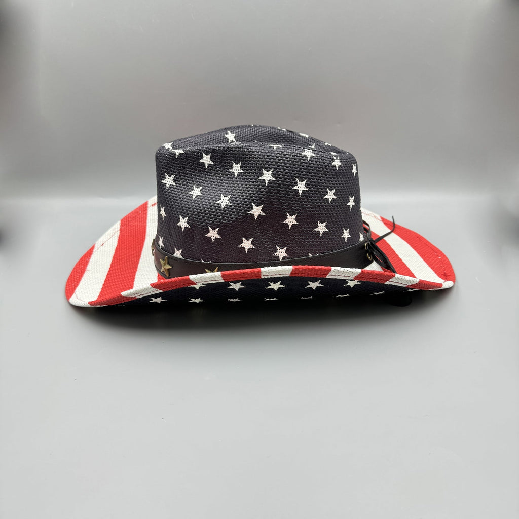 American Flag Cowboy Straw Hat C0817