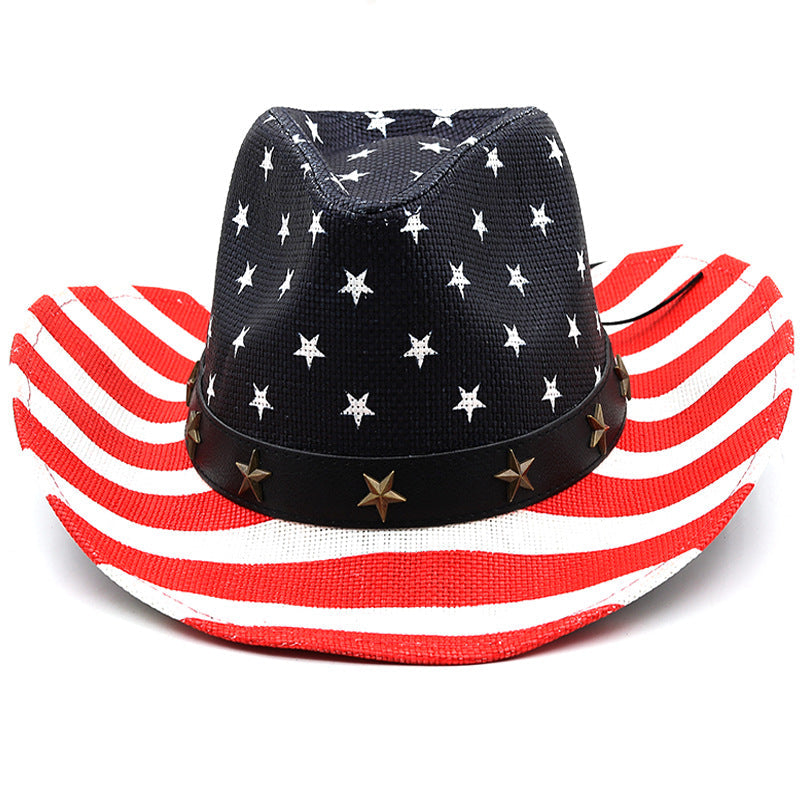 American Flag Cowboy Straw Hat C0817