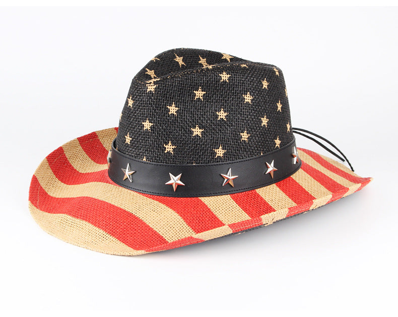 American Flag Cowboy Straw Hat C0817