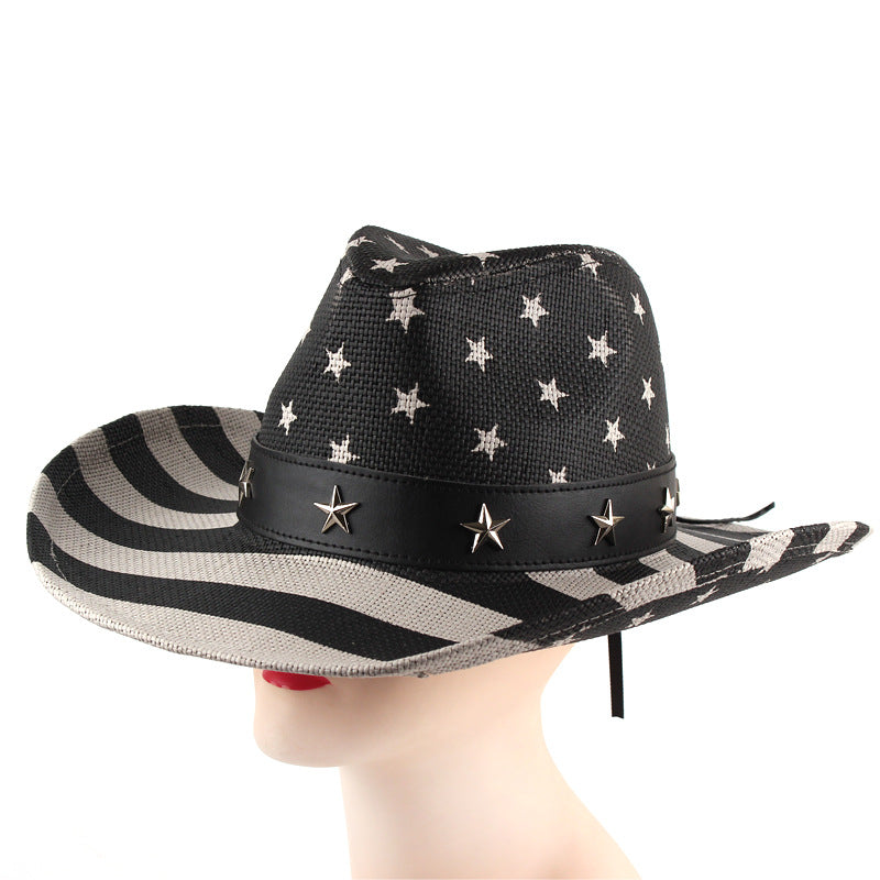 American Flag Cowboy Straw Hat C0817