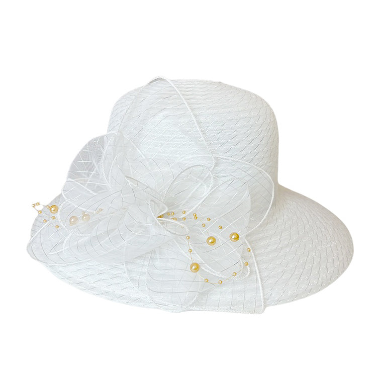 Floral Gauze Fedora Hat C0841