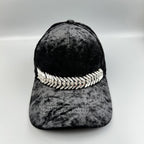 Velvet Fabric Geometry Rhinestone Chains Cap Hat C0847