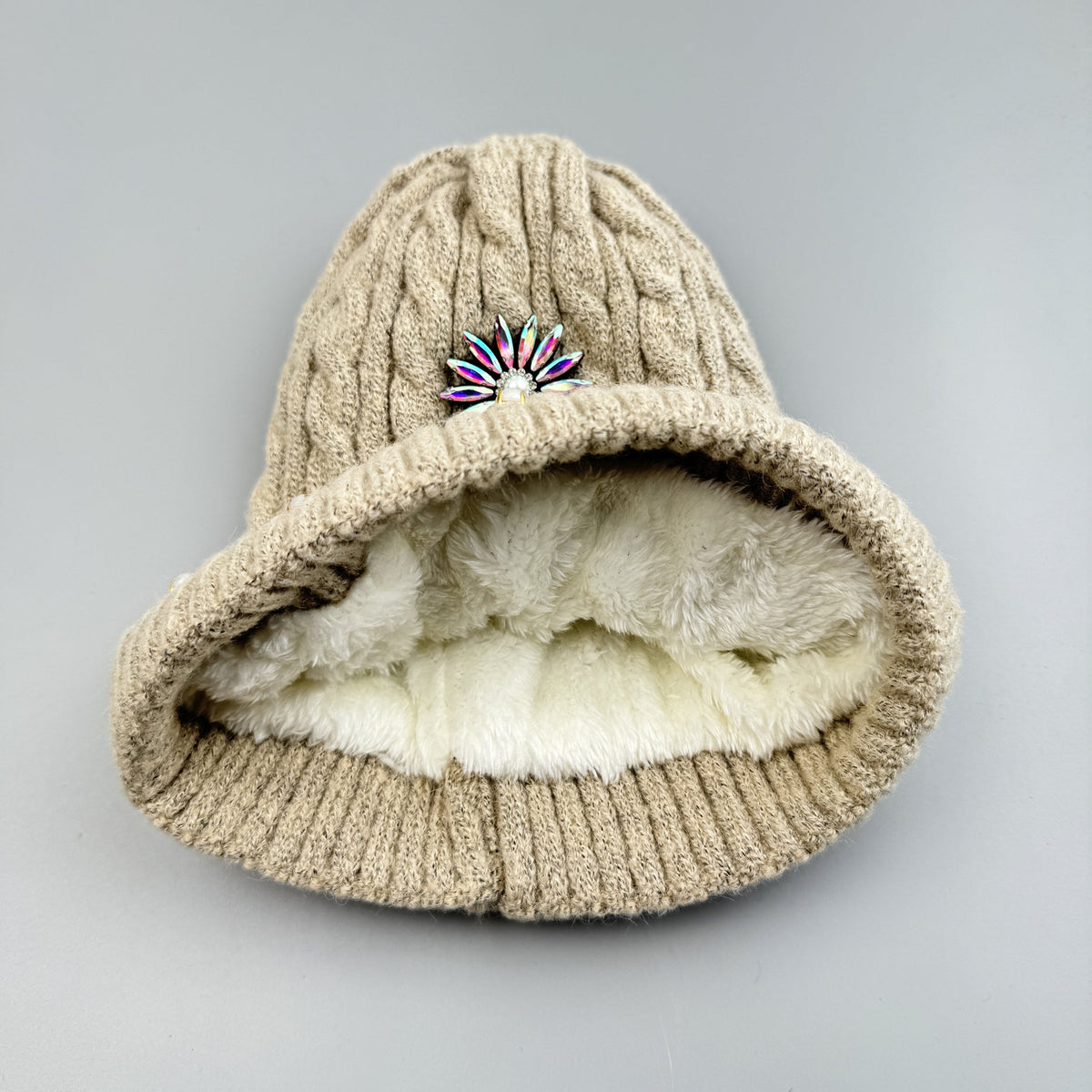 Floral Rhinestones Knit Beanie C0862