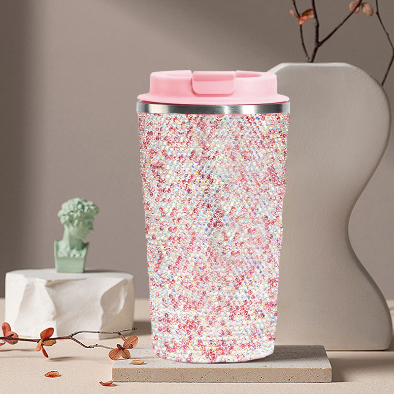 510ml Stainless Steel Ceramic Rhinestone Mug CR0014