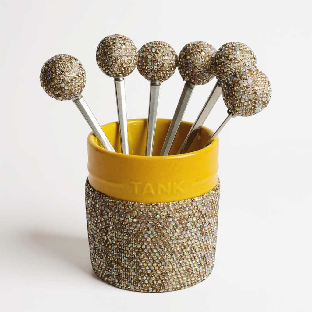 Set Of 6 Fork Rhinestone Storage Cup CR0080-SET
