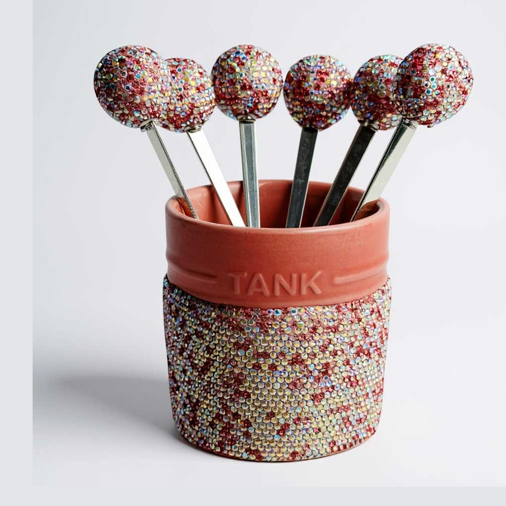 Set Of 6 Fork Rhinestone Storage Cup CR0080-SET - view 2