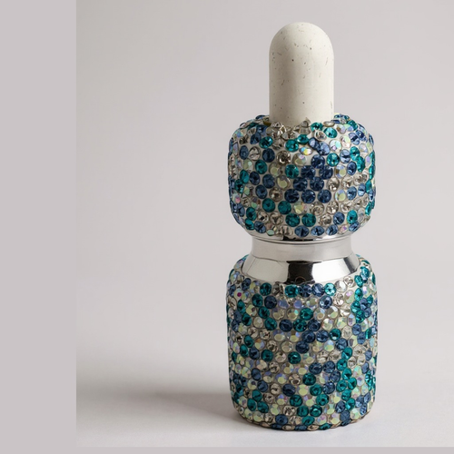 5 mL Ceramic Rhinestone Perfume Bottle CR0082 - Blue