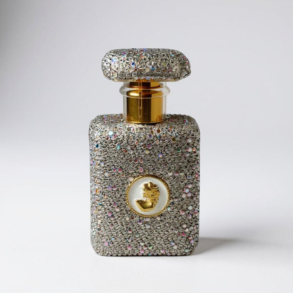 30 mL Ceramic Rhinestone Perfume Bottle CR0132 - White