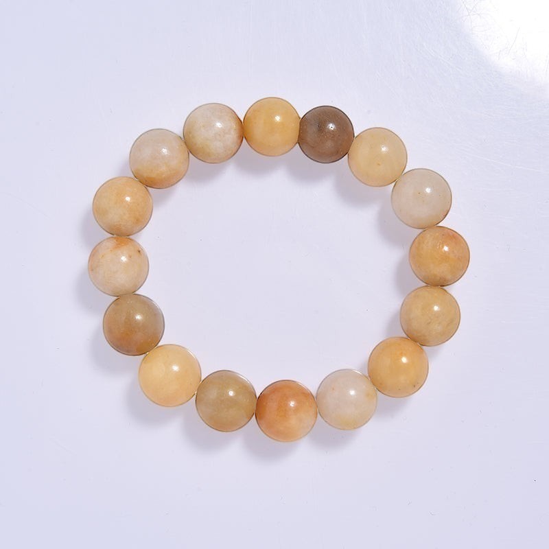 Golden Jade Stone Stretch Bracelet B1993-10MM - view 3