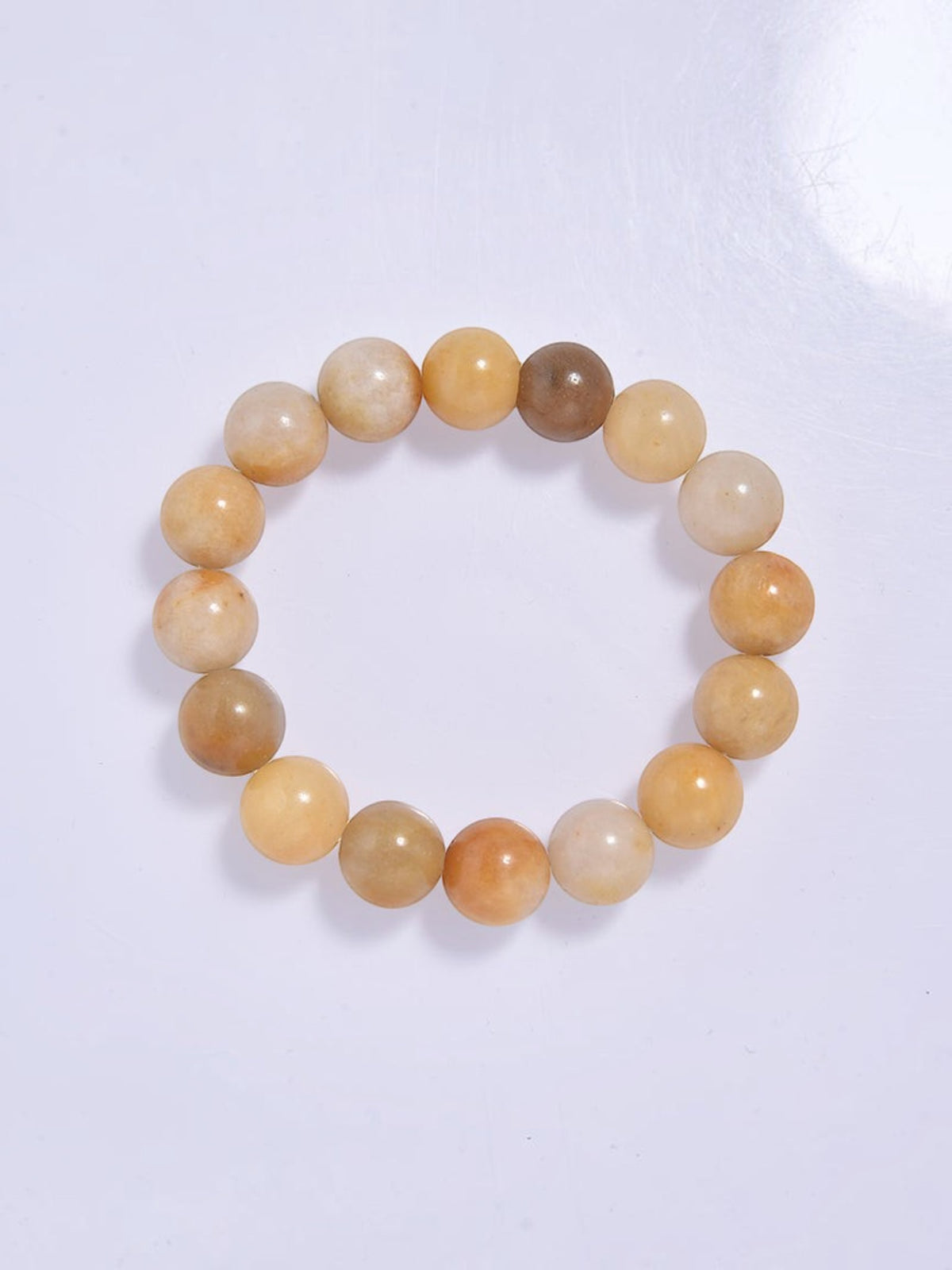 Golden Jade Stone Stretch Bracelet B1993-8MM - view 5