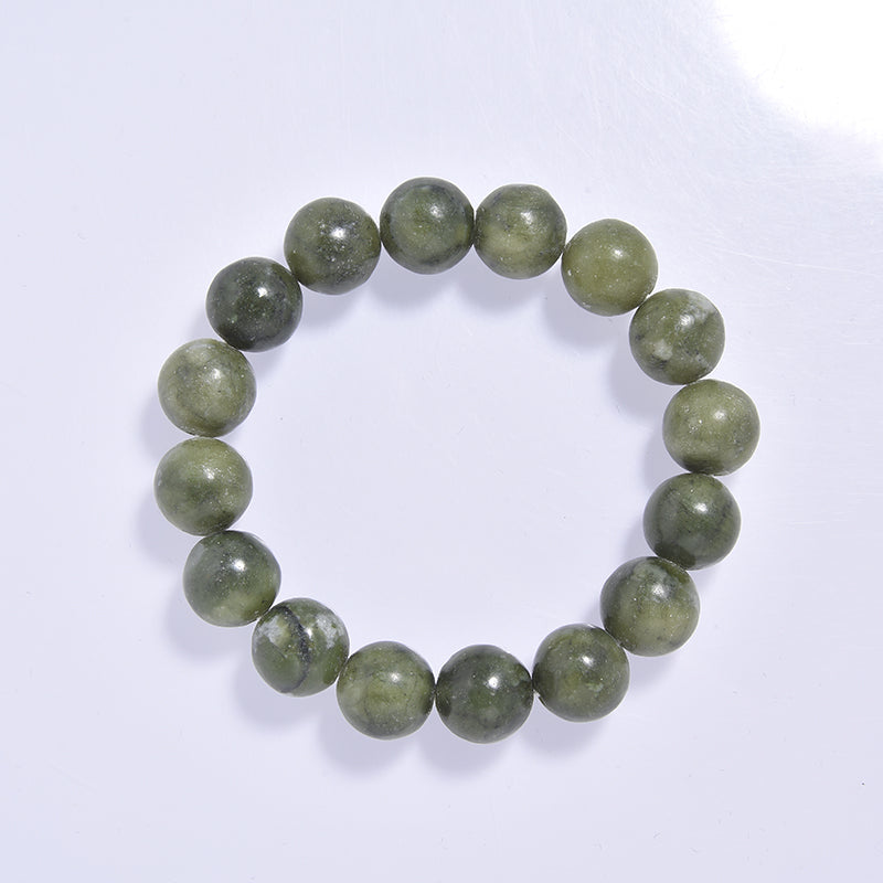 Olive Jade Stone Stretch Bracelet B1874-12MM - view 2