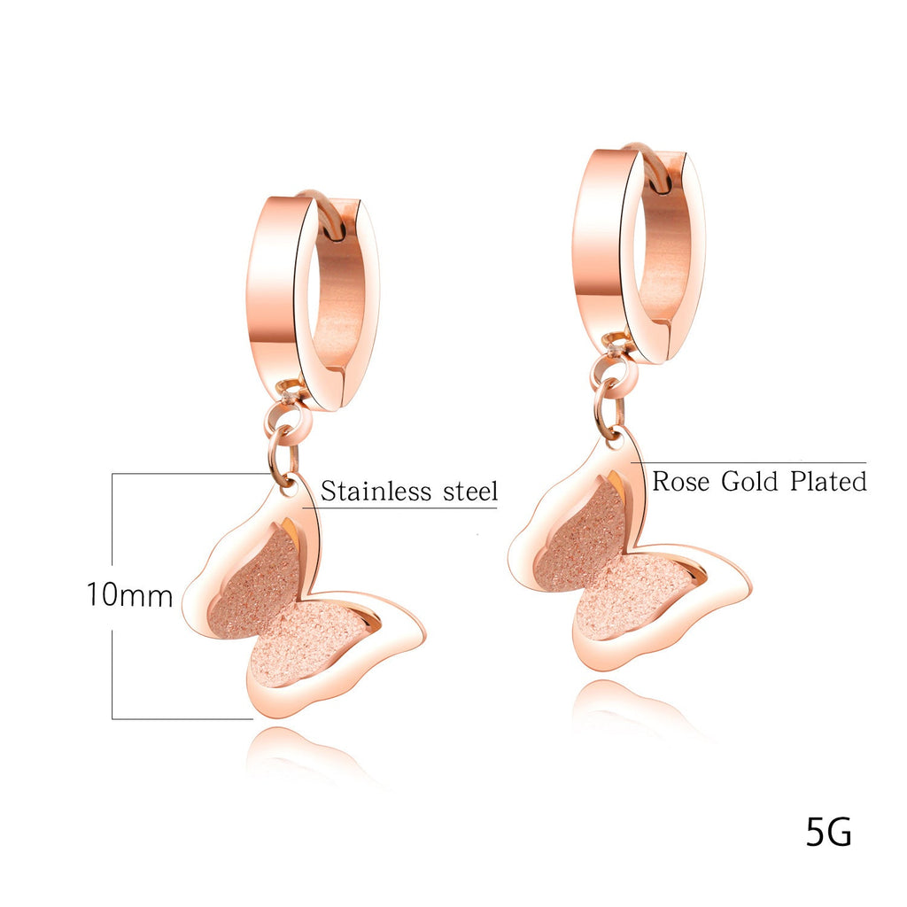 Butterfly Stainless Steel Hoop Earrings E3669