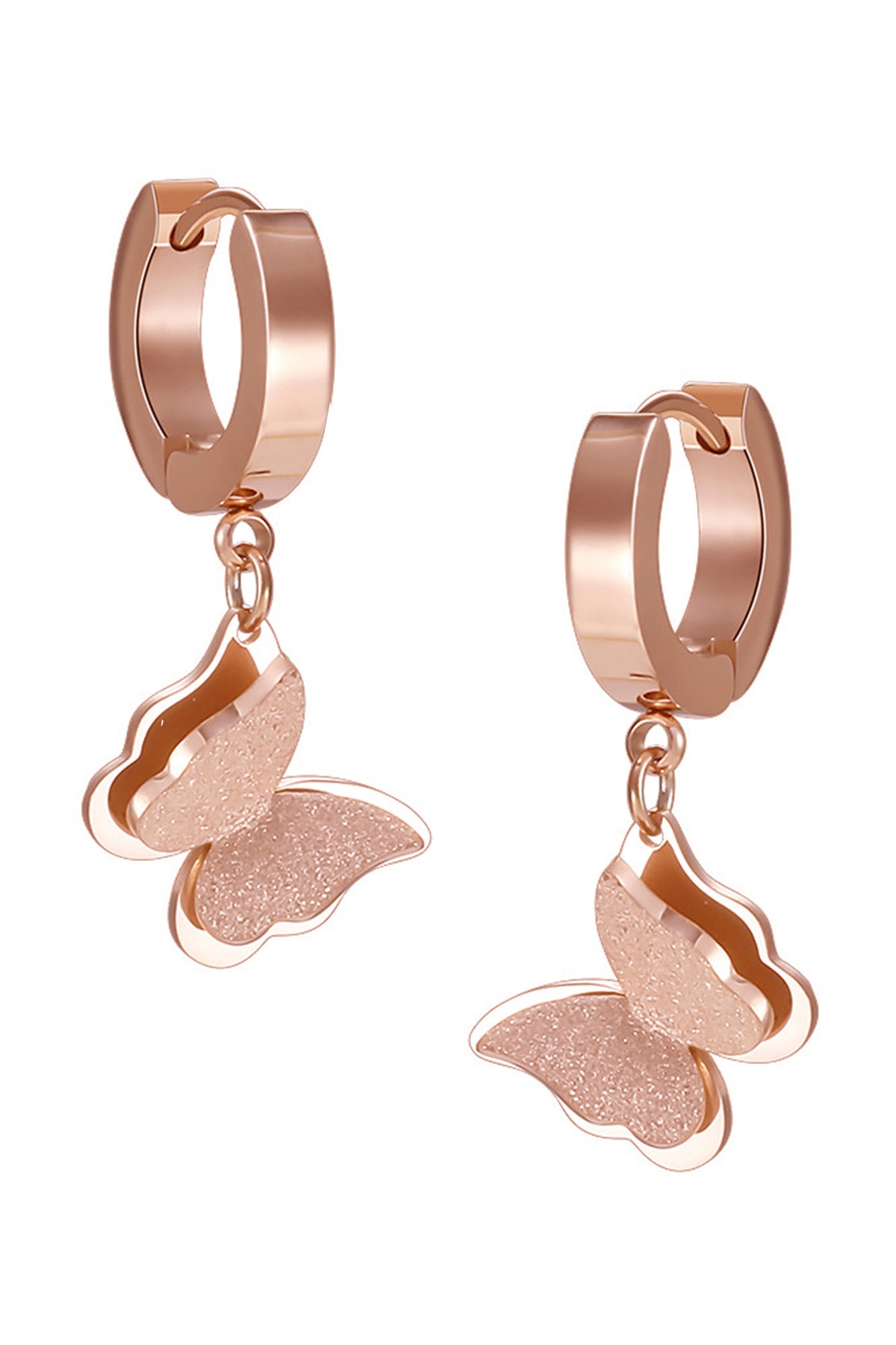 Butterfly Stainless Steel Hoop Earrings E3669