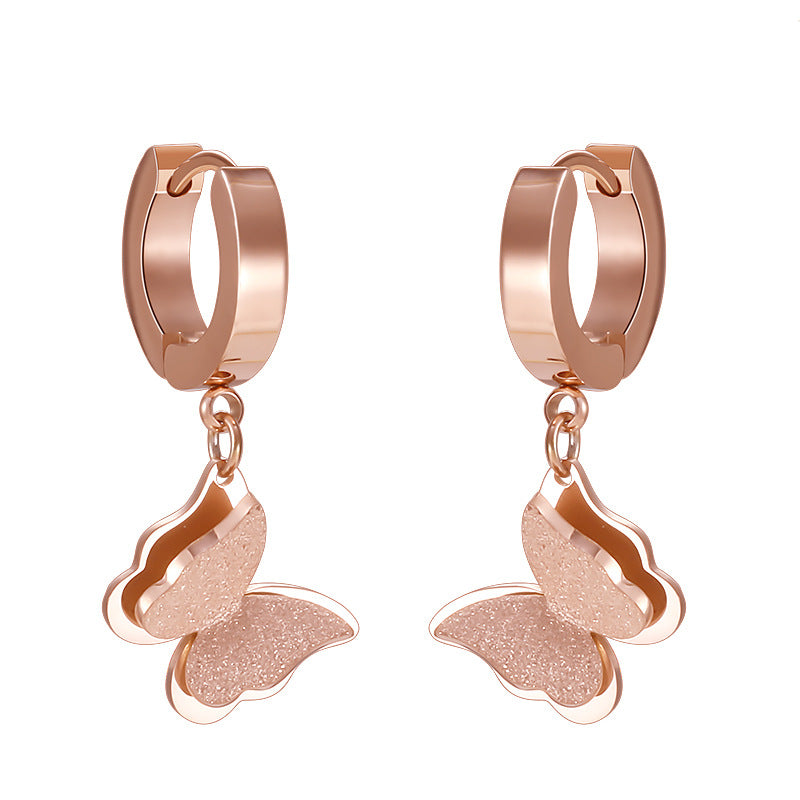 Butterfly Stainless Steel Hoop Earrings E3669