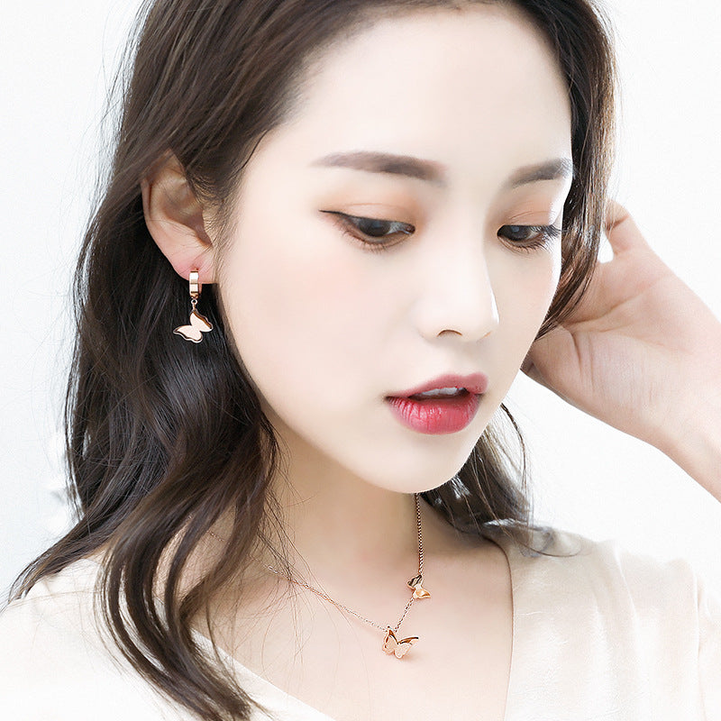 Butterfly Stainless Steel Hoop Earrings E3669