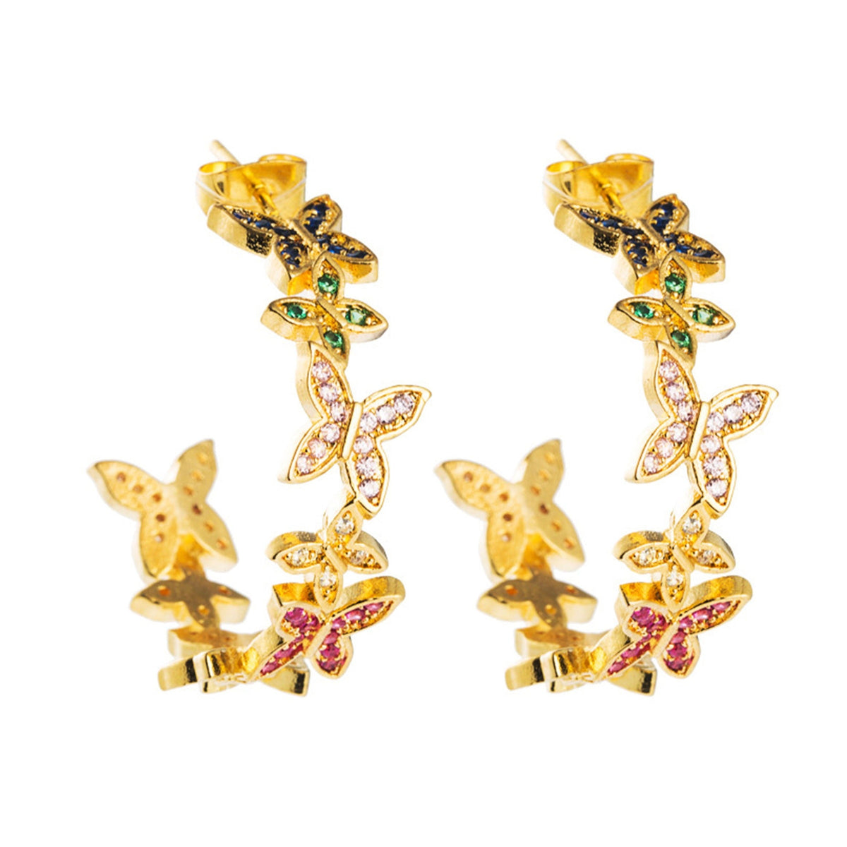 Zircon Butterfly Hoop Earrings E3686