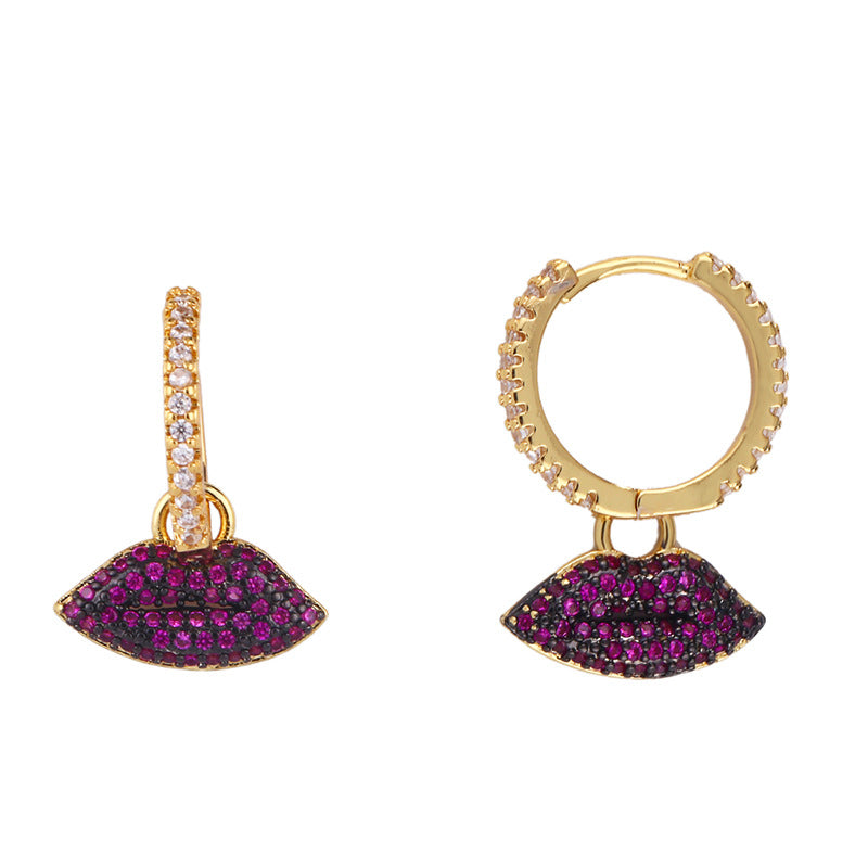 Lips Zircon Hoop Earrings E3736