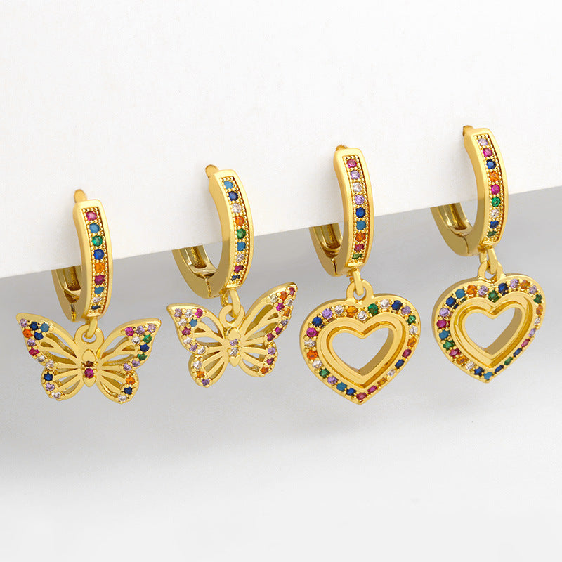 Heart Zircon Hoop Earrings E3766