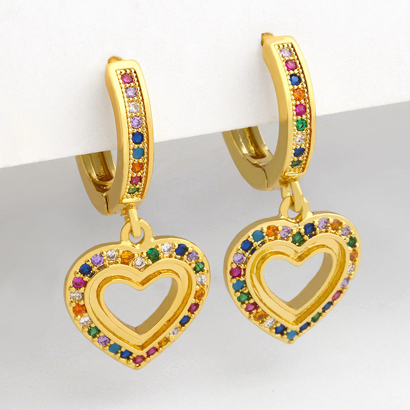 Heart Zircon Hoop Earrings E3766