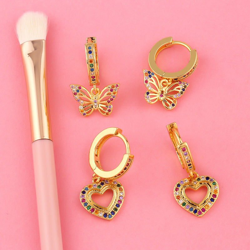 Heart Zircon Hoop Earrings E3766