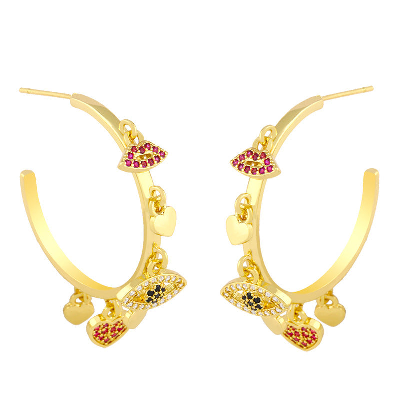 Evil Eye Zircon Hoop Earrings E4433