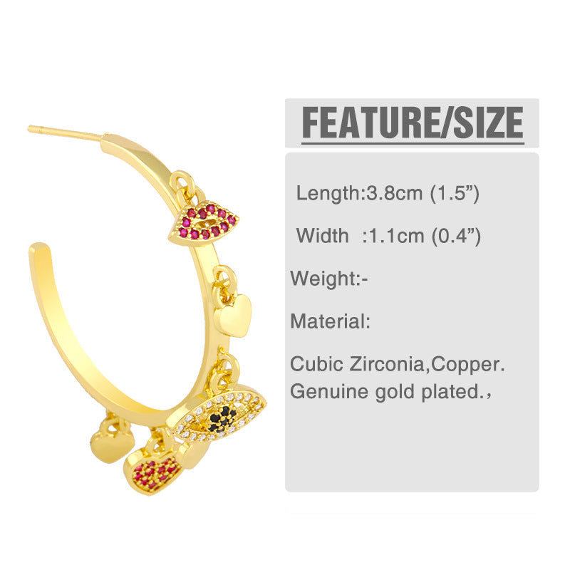 Evil Eye Zircon Hoop Earrings E4433