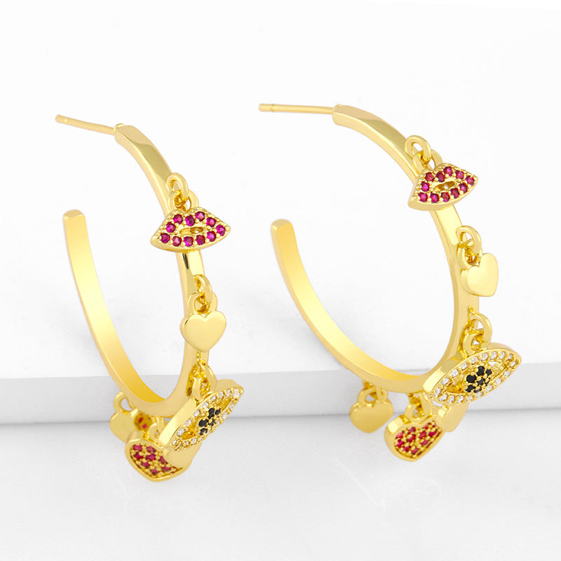 Evil Eye Zircon Hoop Earrings E4433