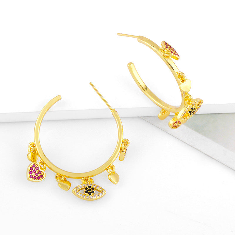 Evil Eye Zircon Hoop Earrings E4433