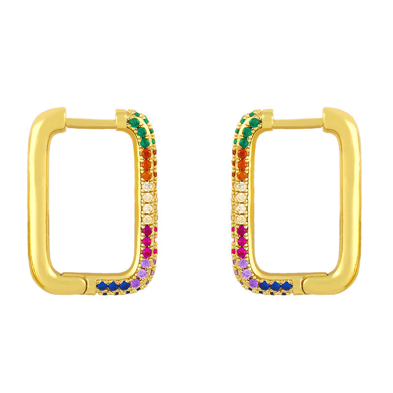 Square Zircon Hoop Earrings E4439