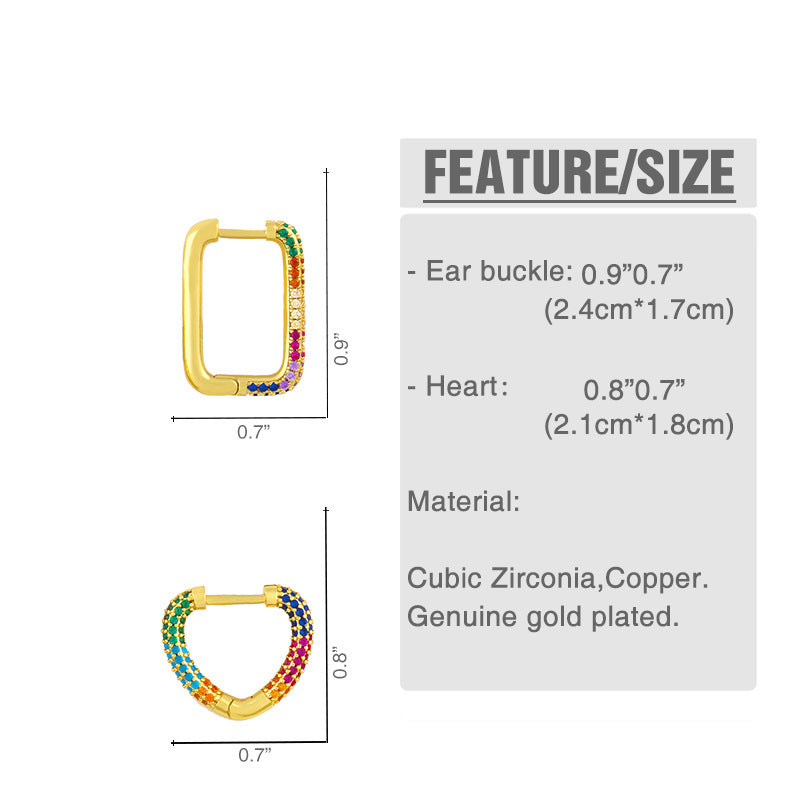 Square Zircon Hoop Earrings E4439