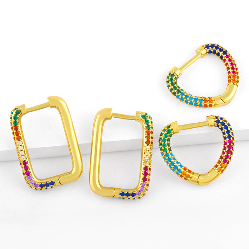 Square Zircon Hoop Earrings E4439