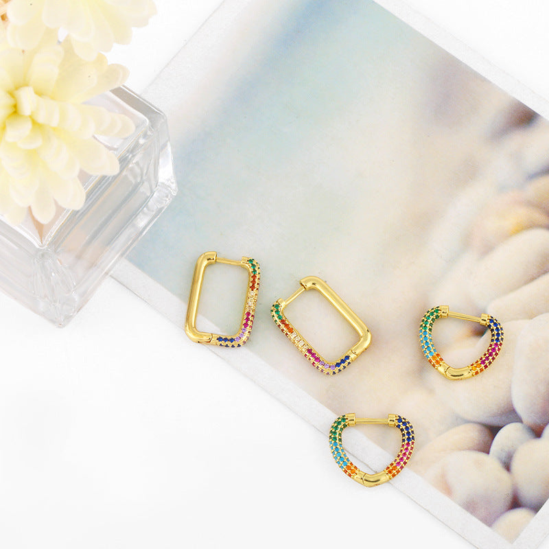Square Zircon Hoop Earrings E4439