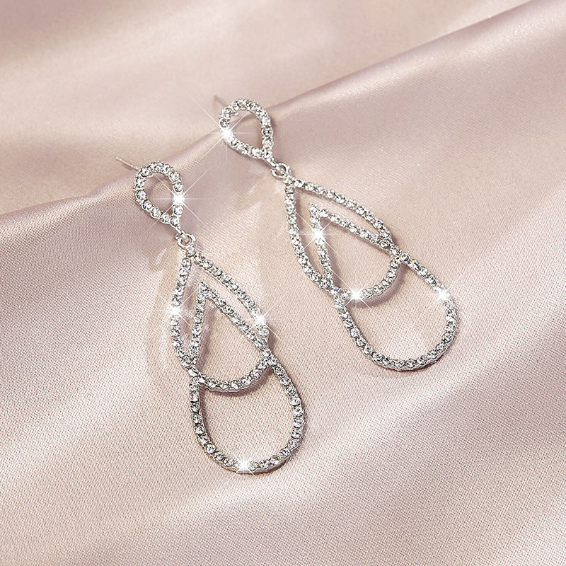 Hollow Teardrop Rhinestone Earrings E4466