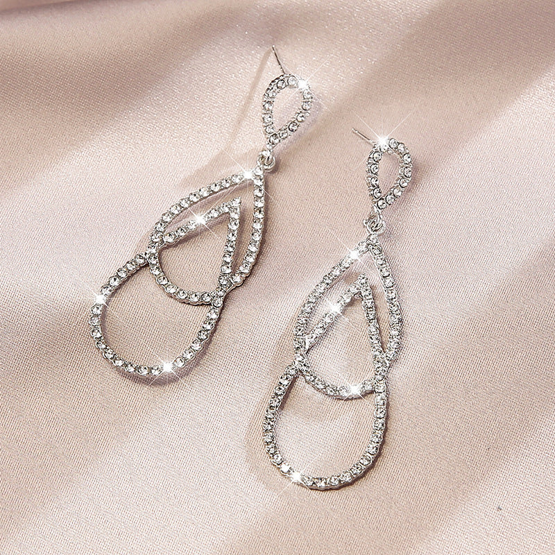 Hollow Teardrop Rhinestone Earrings E4466