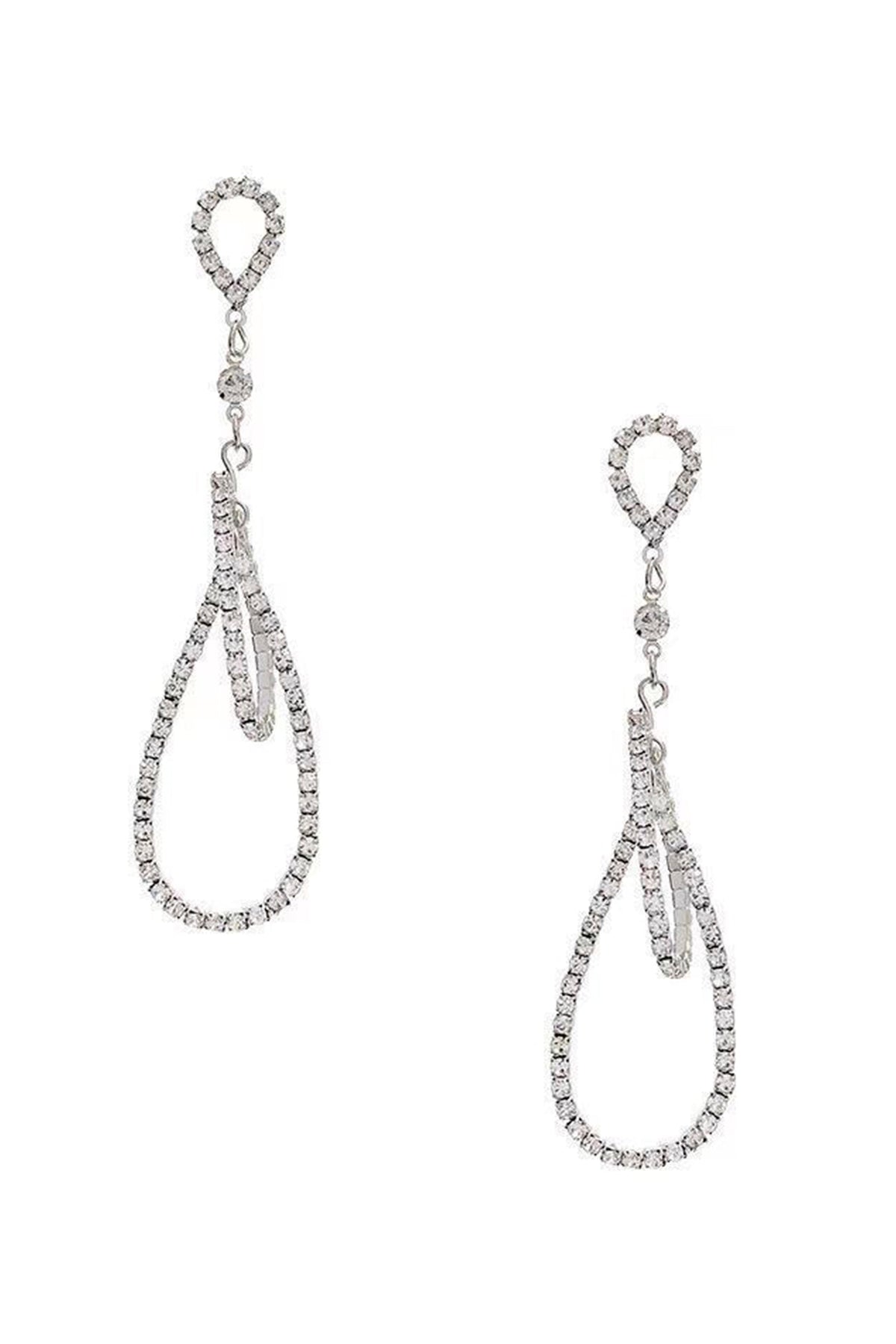 Hollow Teardrop Rhinestone Earrings E4466