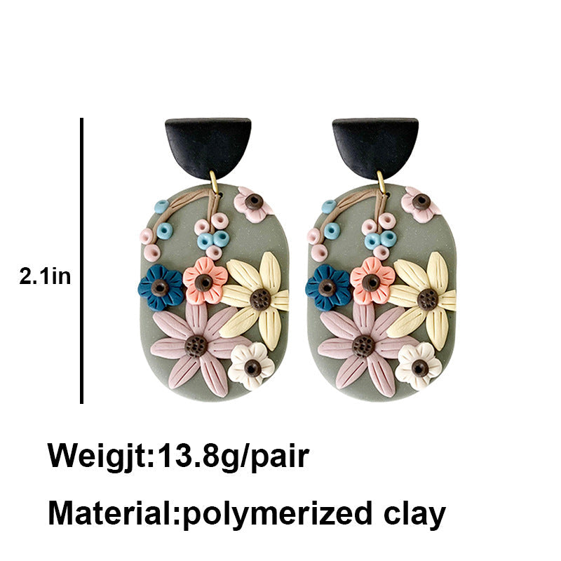 Floral Polymer Clay Earrings E4609