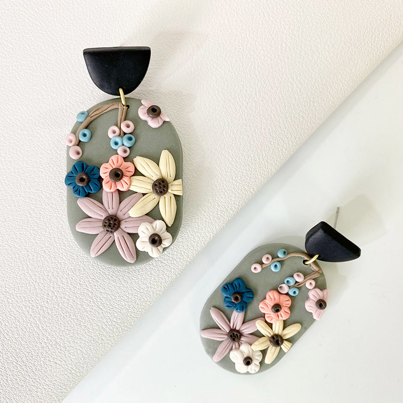 Floral Polymer Clay Earrings E4609