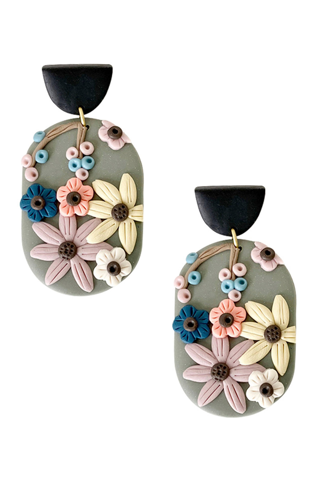 Floral Polymer Clay Earrings E4609