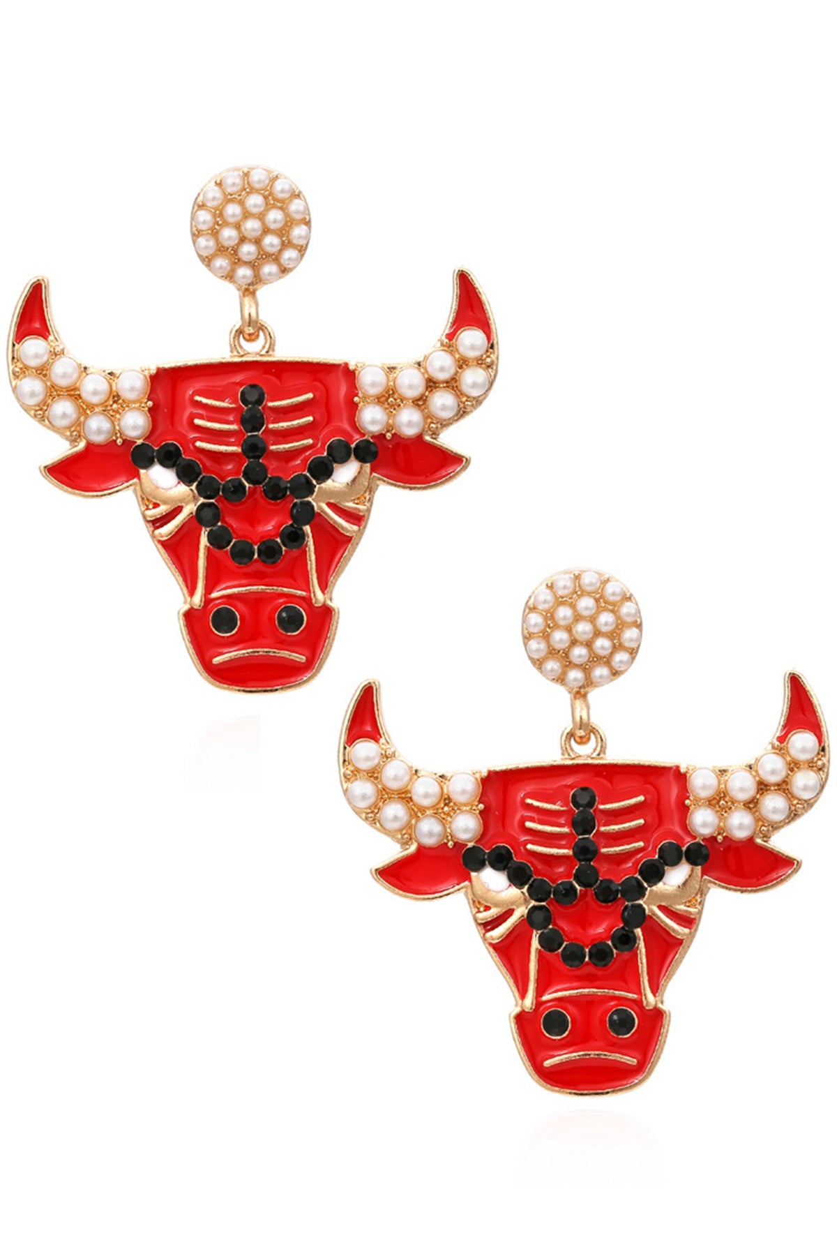 Bullhead Pearl Alloy Earrings E4725