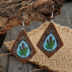 Cactus Rhombus Leather Earrings E4822