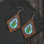 Cactus Rhombus Leather Earrings E4822