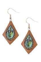 Cactus Rhombus Leather Earrings E4822