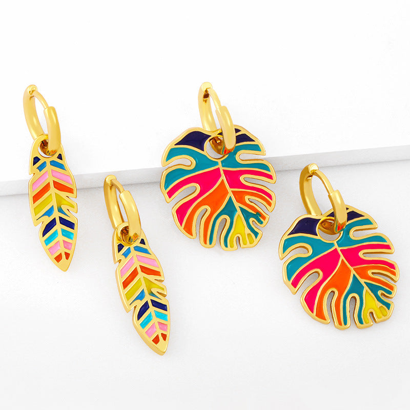 Leaf Copper Hoop Earrings E4850